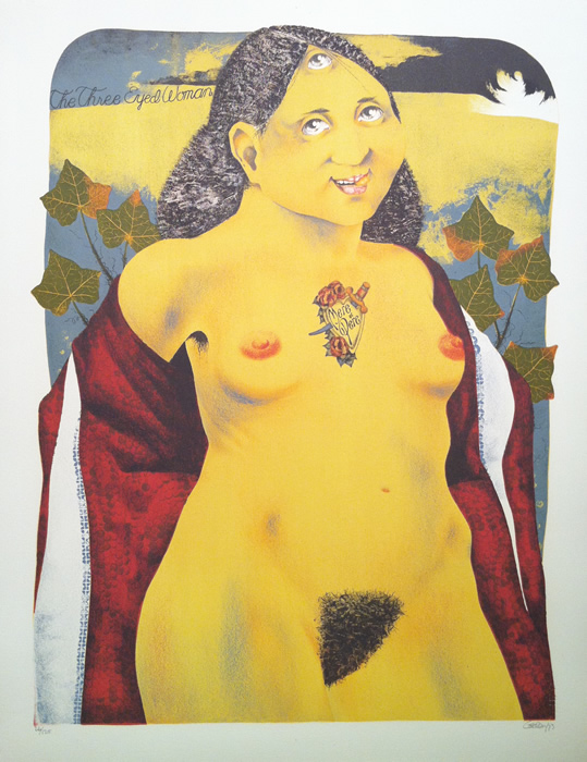 Dennis Geden - Lithograph - The Three Eyed Woman