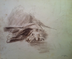 John Martin Alfsen - Original Conte Sketch - Lion