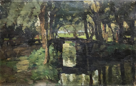 Syvert Nicolaas Bastert - Oil On Canvas - The Bridge - River Vecht