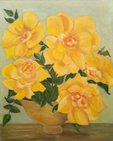 Rachael Clancy - Yellow Roses - Oil on board