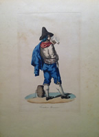 Tommaso Cuccioni - Hand coloured engraving - Carrettiere Romano