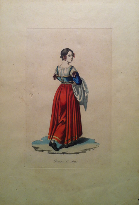 Tommaso Cuccioni - Hand coloured engraving - Donna Di Lezze