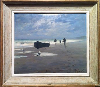 T. Genasi - Oil On Board - Coastal Landscape With Fishermen (circa 1900)