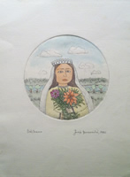 Josip Generalic - A Bride -  S/N Hand coloured etching