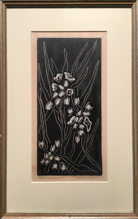 Anne Smith Hook - Linocut -  Virginia Spiderwort