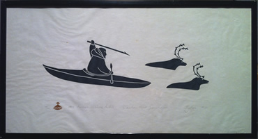 Harry Egutak - S/N Inuit Print - Caribou Hunt From Kayak