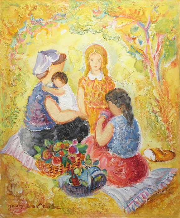 Jean Lareuse - Oil On Board - The Picnic 