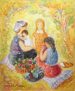 Jean Lareuse - Oil On Board - The Picnic 