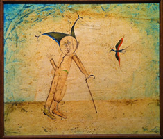 Miro Malish - Oil On Board - Man With Cane