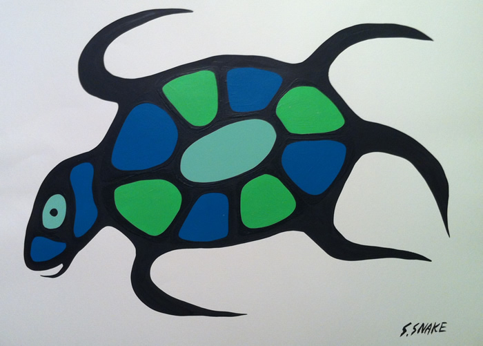 Stephen Snake - Acrylic on paper - Turtle Island