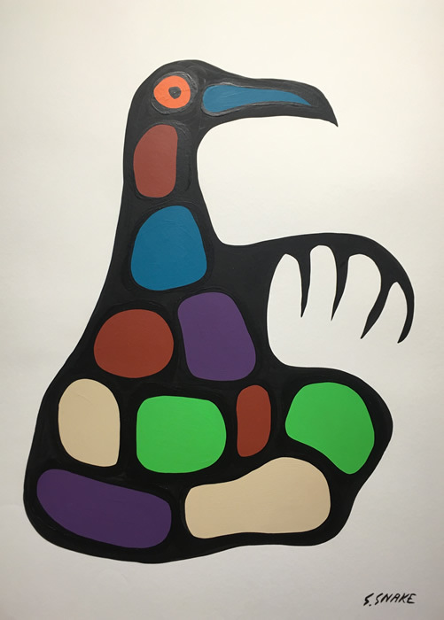 Stephen Snake - Acrylic on paper - Thunderbird Of Colours