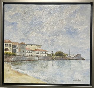Amalia Tapia - Oil  on Canvas - View Of Plaza De Francia and Las Bovedas, Panama City