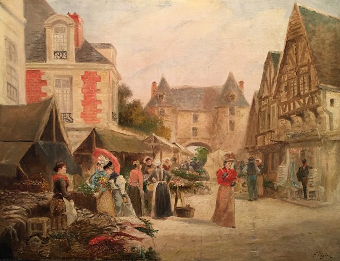 Fritz Vogler - Oil on canvas - French Market Scene